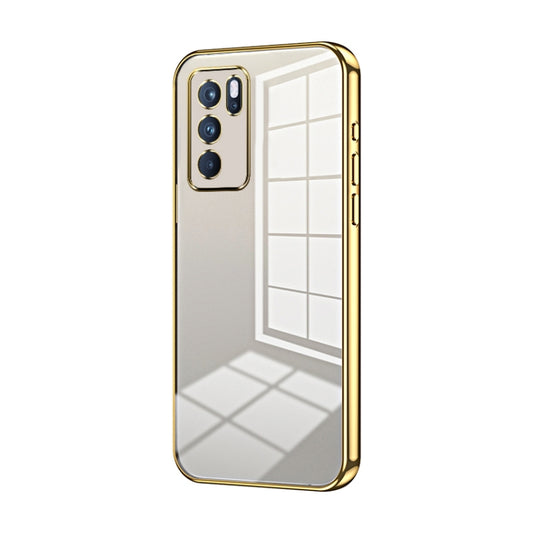 For OPPO Reno6 Pro Indian Transparent Plating Fine Hole Phone Case(Gold) by buy2fix