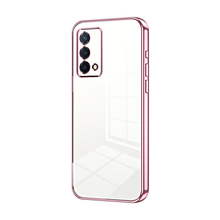 For OPPO K9 Transparent Plating Fine Hole Phone Case(Pink) by buy2fix