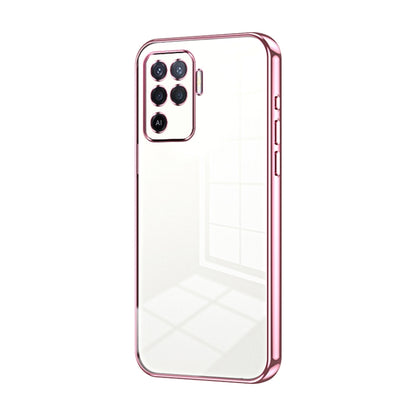 For OPPO A94 4G Transparent Plating Fine Hole Phone Case(Pink) by buy2fix