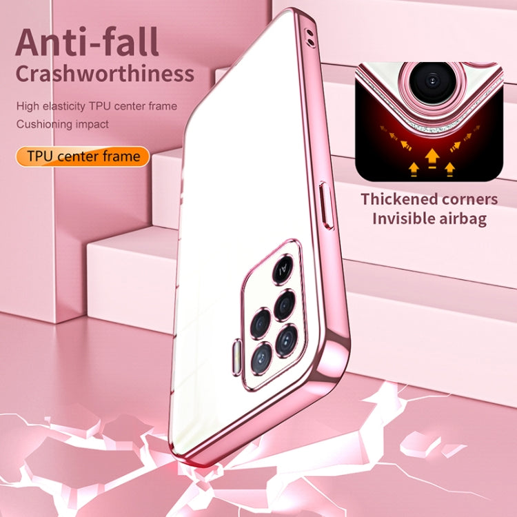 For OPPO A94 4G Transparent Plating Fine Hole Phone Case(Transparent) by buy2fix