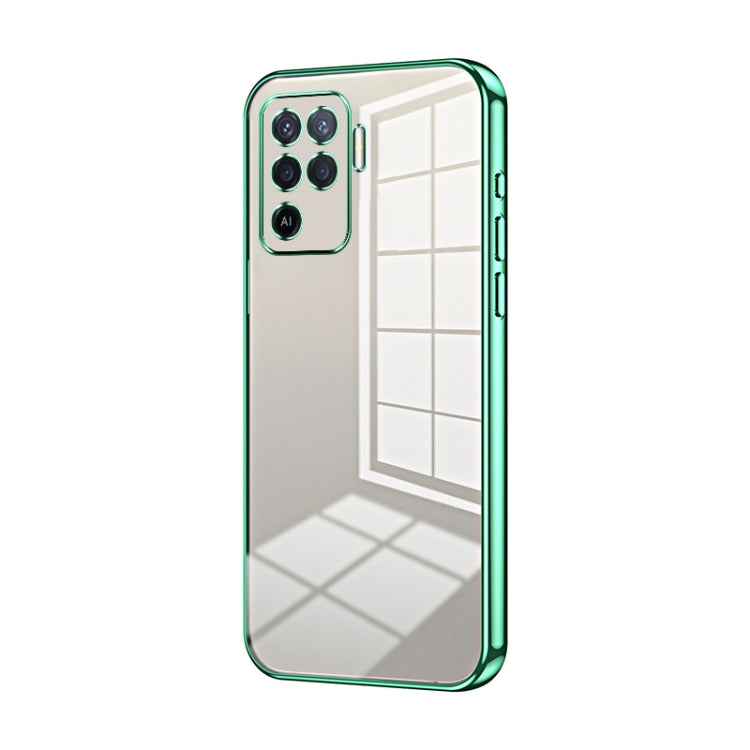 For OPPO A94 4G Transparent Plating Fine Hole Phone Case(Green) by buy2fix