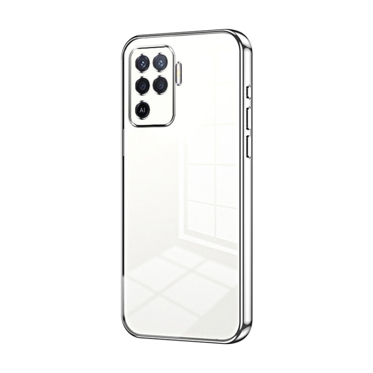 For OPPO A94 4G Transparent Plating Fine Hole Phone Case(Silver) by buy2fix