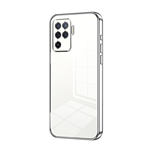 For OPPO A94 4G Transparent Plating Fine Hole Phone Case(Silver) by buy2fix