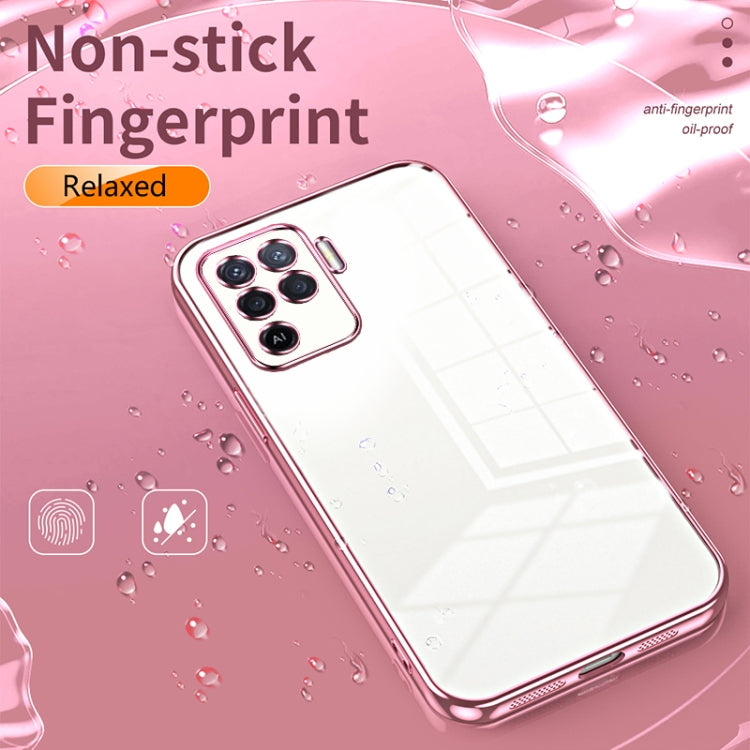 For OPPO A94 4G Transparent Plating Fine Hole Phone Case(Silver) by buy2fix