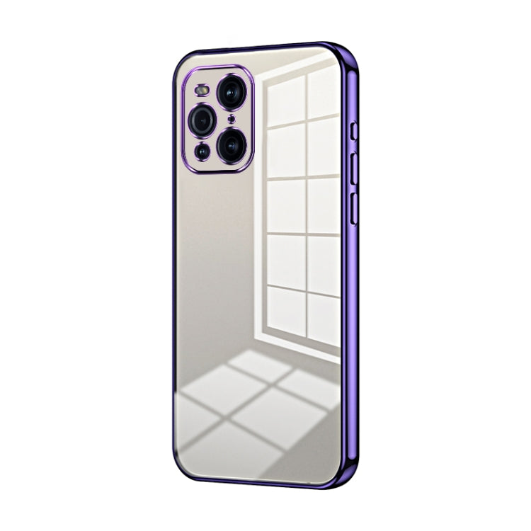For OPPO Find X3 / Find X3 Pro Transparent Plating Fine Hole Phone Case(Purple) by buy2fix