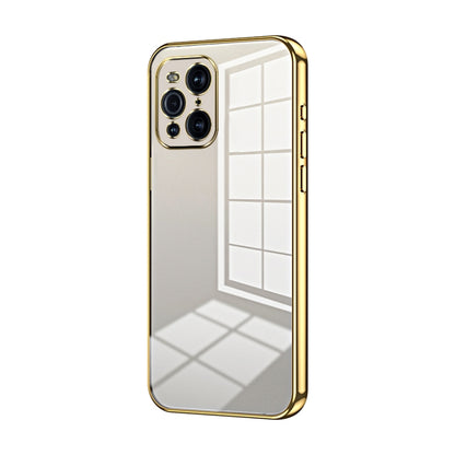 For OPPO Find X3 / Find X3 Pro Transparent Plating Fine Hole Phone Case(Gold) by buy2fix