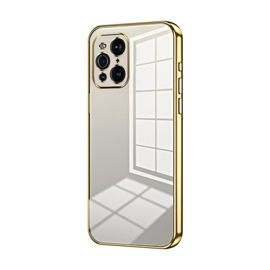 For OPPO Find X3 / Find X3 Pro Transparent Plating Fine Hole Phone Case(Gold) by buy2fix