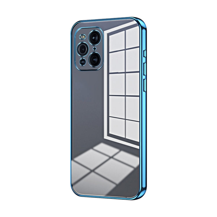 For OPPO Find X3 / Find X3 Pro Transparent Plating Fine Hole Phone Case(Blue) by buy2fix
