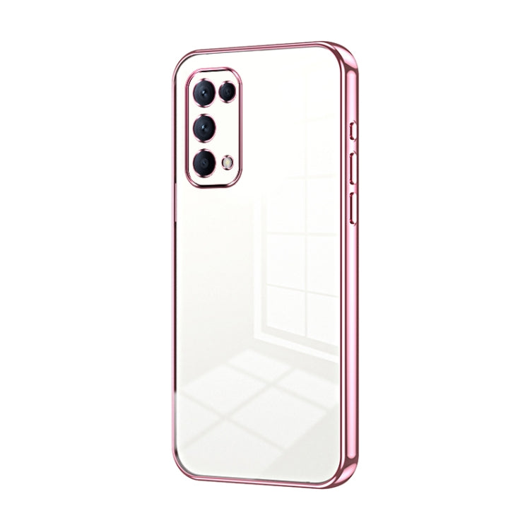 For OPPO Reno5 4G/5G / Reno5 K Transparent Plating Fine Hole Phone Case(Pink) by buy2fix