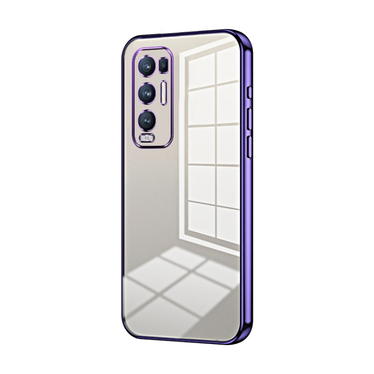 For OPPO Reno5 Pro+ Transparent Plating Fine Hole Phone Case(Purple) by buy2fix