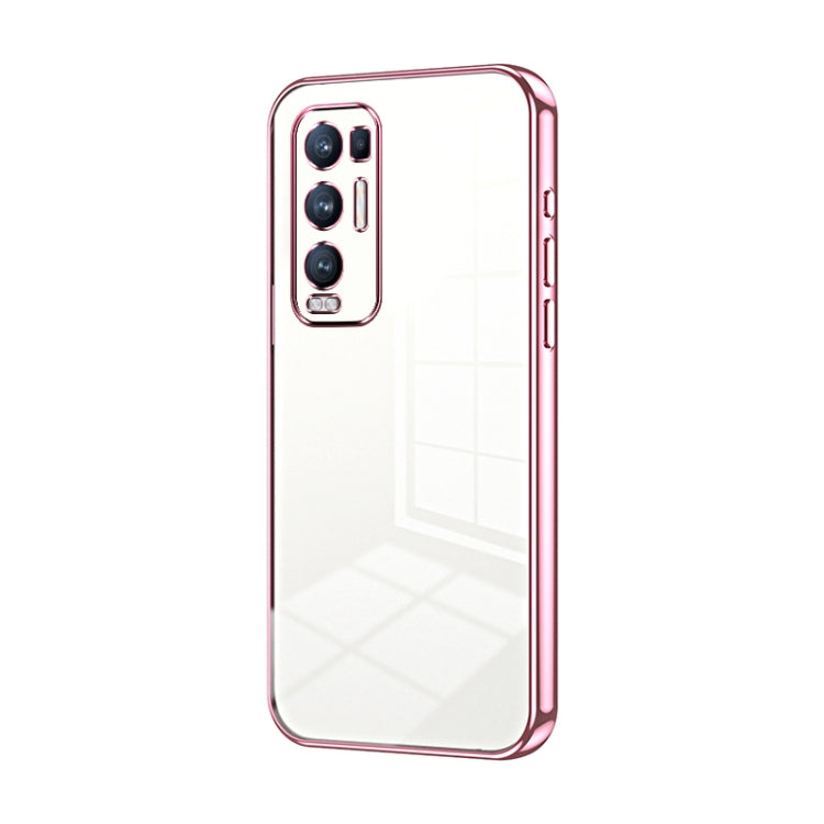 For OPPO Reno5 Pro+ Transparent Plating Fine Hole Phone Case(Pink) by buy2fix
