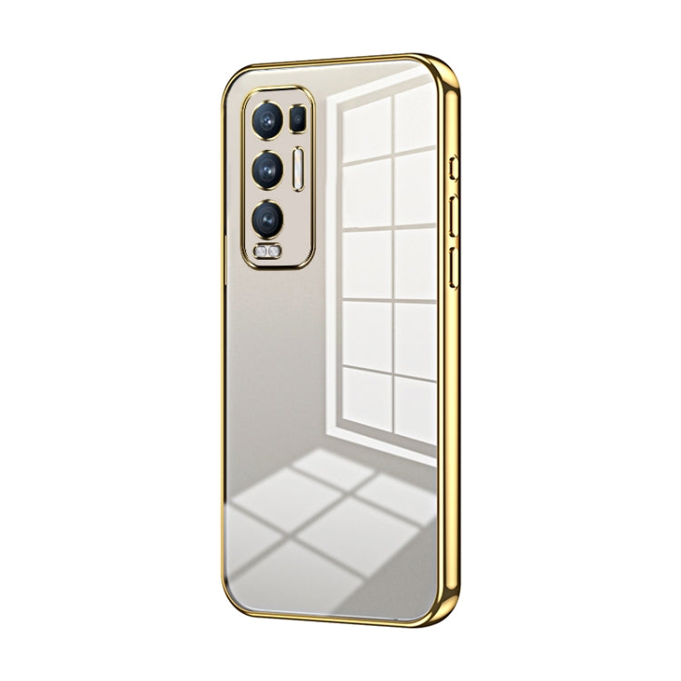 For OPPO Reno5 Pro+ Transparent Plating Fine Hole Phone Case(Gold) by buy2fix