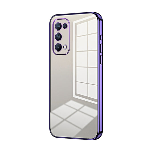 For OPPO Reno5 Pro Transparent Plating Fine Hole Phone Case(Purple) by buy2fix