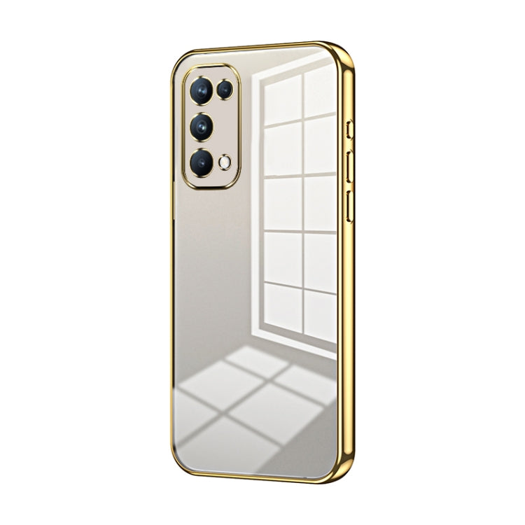 For OPPO Reno5 Pro Transparent Plating Fine Hole Phone Case(Gold) by buy2fix