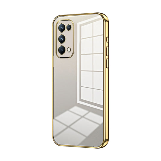 For OPPO Reno5 Pro Transparent Plating Fine Hole Phone Case(Gold) by buy2fix