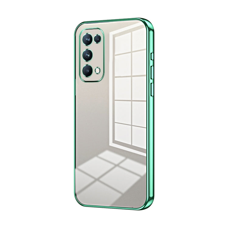 For OPPO Reno5 Pro Transparent Plating Fine Hole Phone Case(Green) by buy2fix