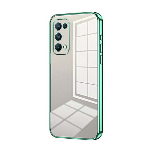 For OPPO Reno5 Pro Transparent Plating Fine Hole Phone Case(Green) by buy2fix