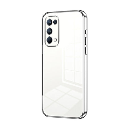 For OPPO Reno5 Pro Transparent Plating Fine Hole Phone Case(Silver) by buy2fix