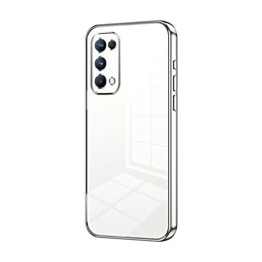For OPPO Reno5 Pro Transparent Plating Fine Hole Phone Case(Silver) by buy2fix
