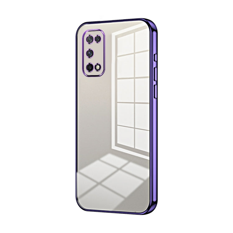 For OPPO K7x / Realme V5 5G Transparent Plating Fine Hole Phone Case(Purple) by buy2fix