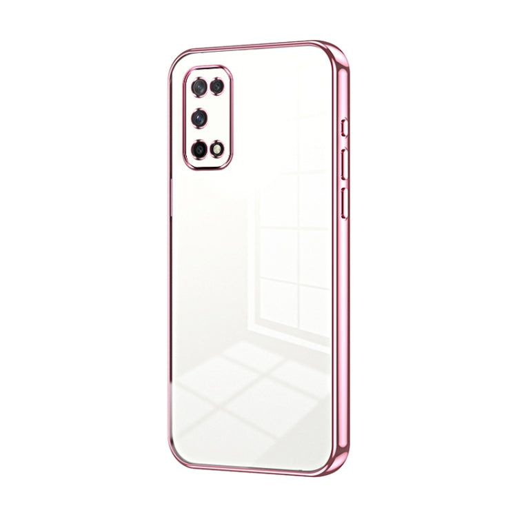 For OPPO K7x / Realme V5 5G Transparent Plating Fine Hole Phone Case(Pink) by buy2fix