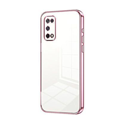 For OPPO K7x / Realme V5 5G Transparent Plating Fine Hole Phone Case(Pink) by buy2fix