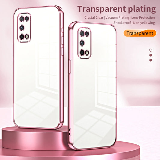 For OPPO K7x / Realme V5 5G Transparent Plating Fine Hole Phone Case(Pink) by buy2fix