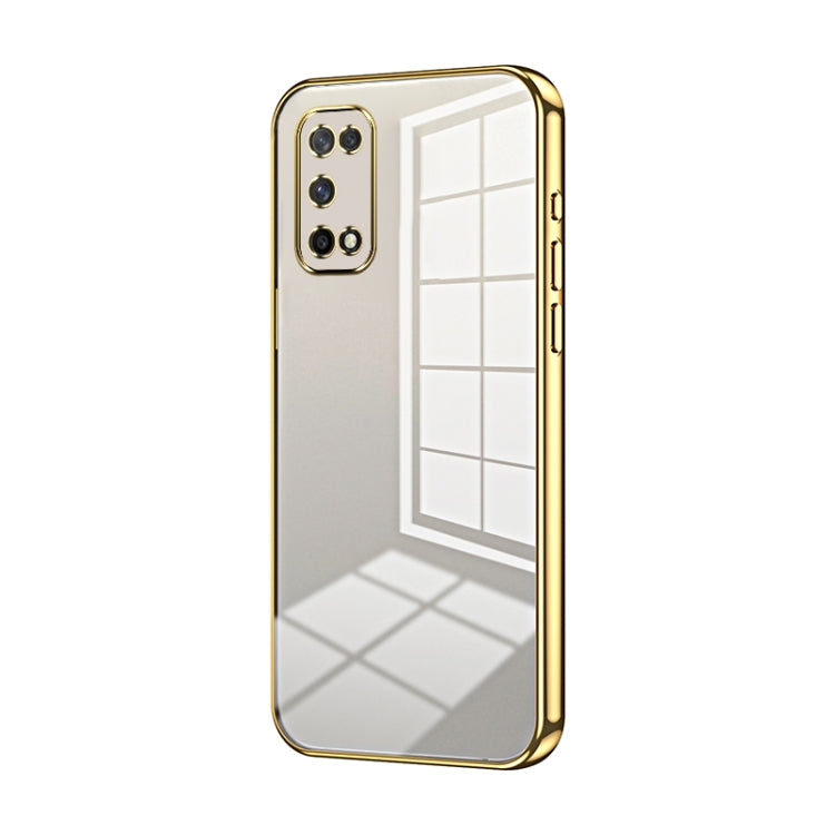 For OPPO K7x / Realme V5 5G Transparent Plating Fine Hole Phone Case(Gold) by buy2fix