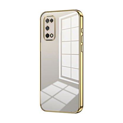 For OPPO K7x / Realme V5 5G Transparent Plating Fine Hole Phone Case(Gold) by buy2fix