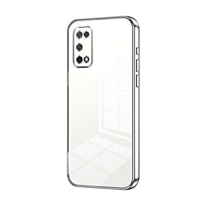 For OPPO K7x / Realme V5 5G Transparent Plating Fine Hole Phone Case(Silver) by buy2fix