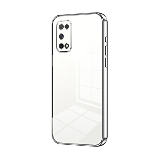 For OPPO K7x / Realme V5 5G Transparent Plating Fine Hole Phone Case(Silver) by buy2fix
