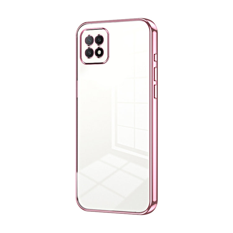 For OPPO A72 5G / A73 5G Transparent Plating Fine Hole Phone Case(Pink) by buy2fix