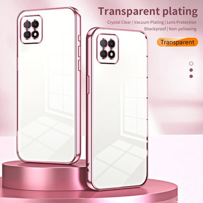 For OPPO A72 5G / A73 5G Transparent Plating Fine Hole Phone Case(Pink) by buy2fix