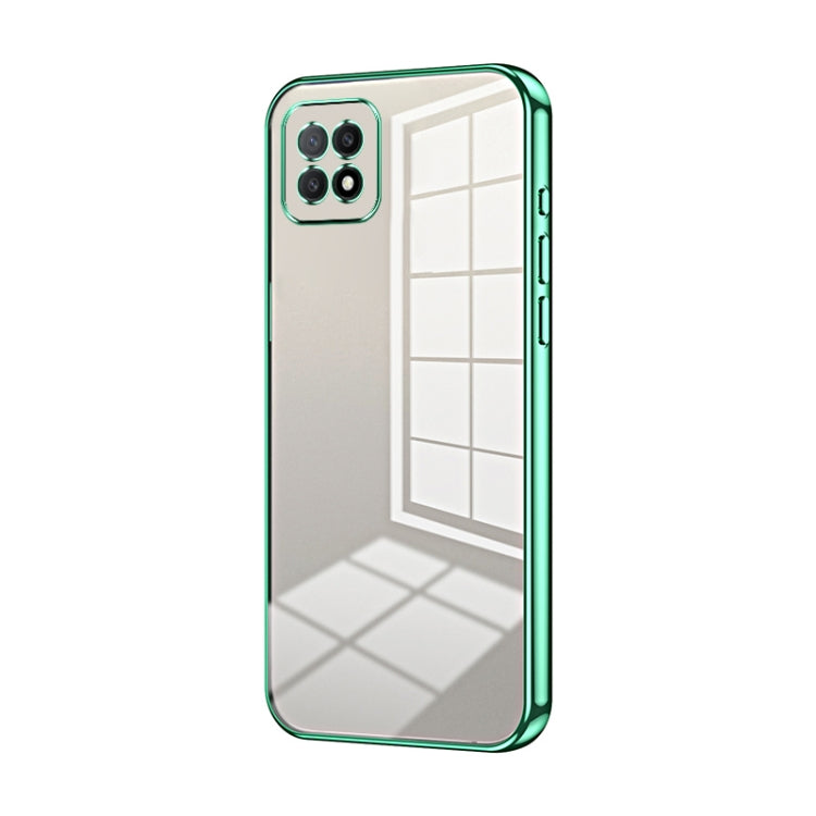 For OPPO A72 5G / A73 5G Transparent Plating Fine Hole Phone Case(Green) by buy2fix