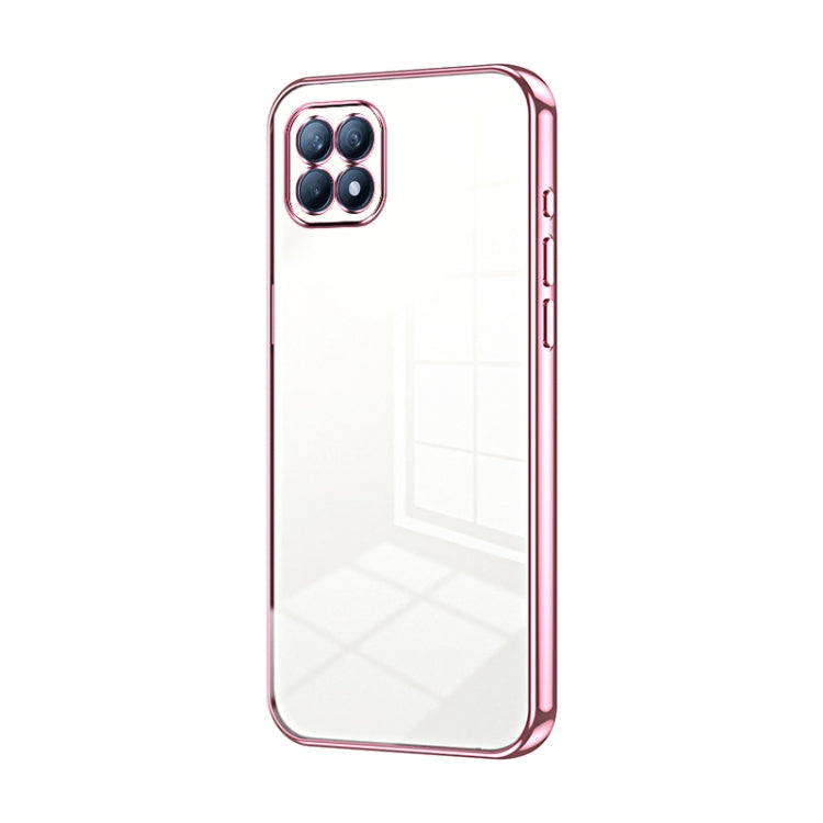 For OPPO Reno4 SE Transparent Plating Fine Hole Phone Case(Pink) by buy2fix
