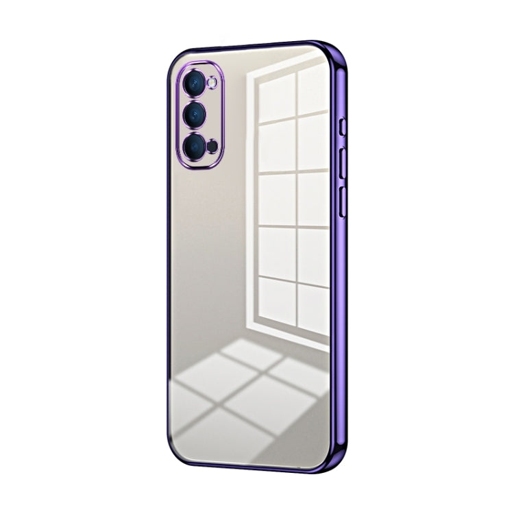 For OPPO Reno4 Transparent Plating Fine Hole Phone Case(Purple) by buy2fix