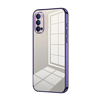 For OPPO Reno4 Transparent Plating Fine Hole Phone Case(Purple) by buy2fix