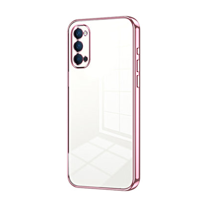 For OPPO Reno4 Transparent Plating Fine Hole Phone Case(Pink) by buy2fix