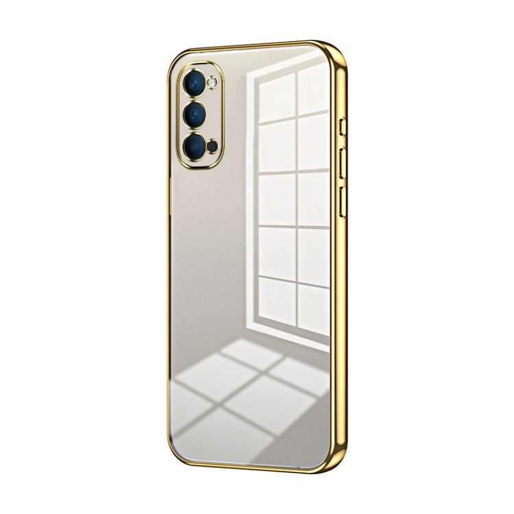 For OPPO Reno4 Transparent Plating Fine Hole Phone Case(Gold) by buy2fix