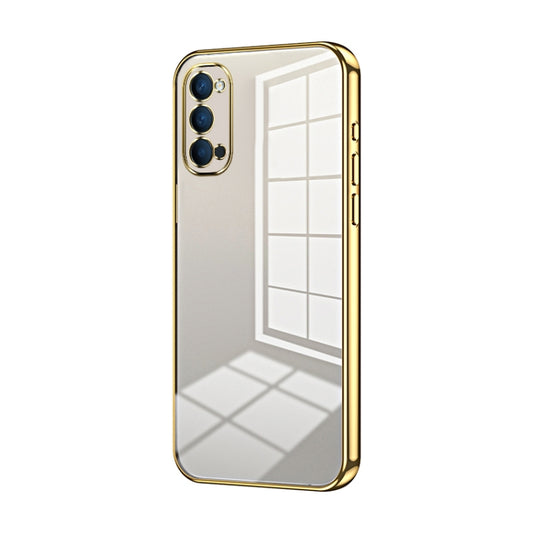 For OPPO Reno4 Transparent Plating Fine Hole Phone Case(Gold) by buy2fix
