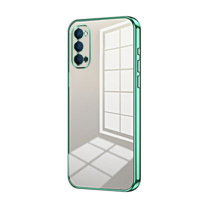 For OPPO Reno4 Transparent Plating Fine Hole Phone Case(Green) by buy2fix