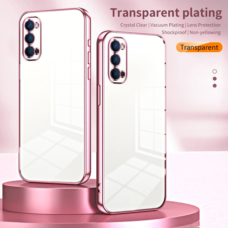 For OPPO Reno4 Transparent Plating Fine Hole Phone Case(Green) by buy2fix