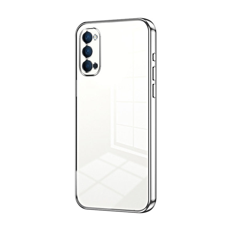 For OPPO Reno4 Transparent Plating Fine Hole Phone Case(Silver) by buy2fix