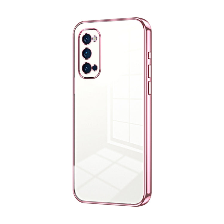 For OPPO Reno4 Pro Transparent Plating Fine Hole Phone Case(Pink) by buy2fix
