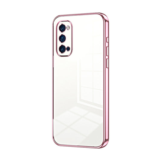 For OPPO Reno4 Pro Transparent Plating Fine Hole Phone Case(Pink) by buy2fix
