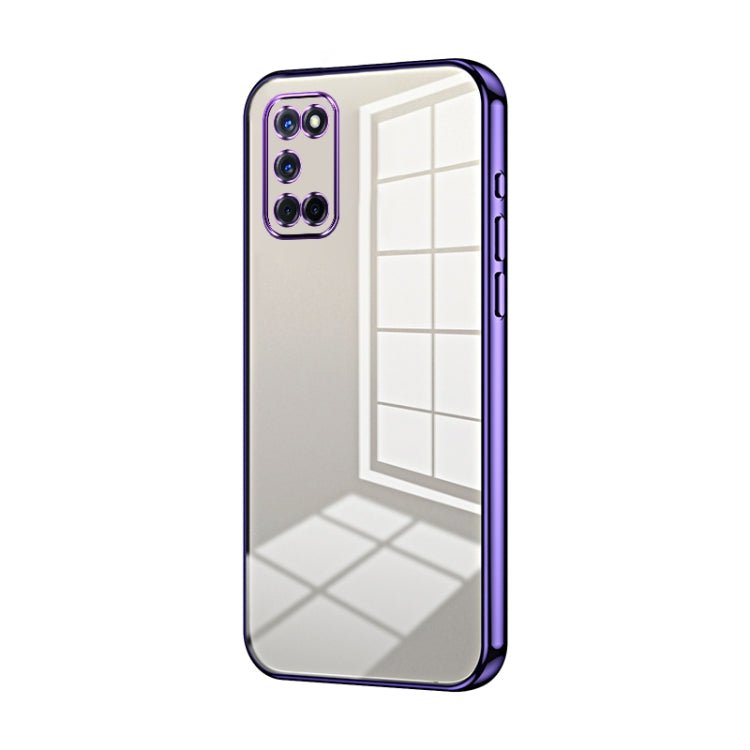 For OPPO A52 / A72 / A92 Transparent Plating Fine Hole Phone Case(Purple) by buy2fix
