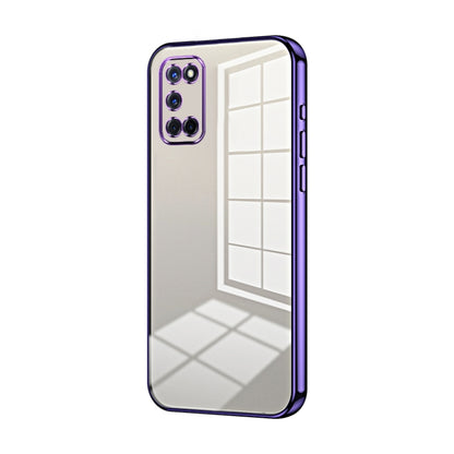 For OPPO A52 / A72 / A92 Transparent Plating Fine Hole Phone Case(Purple) by buy2fix