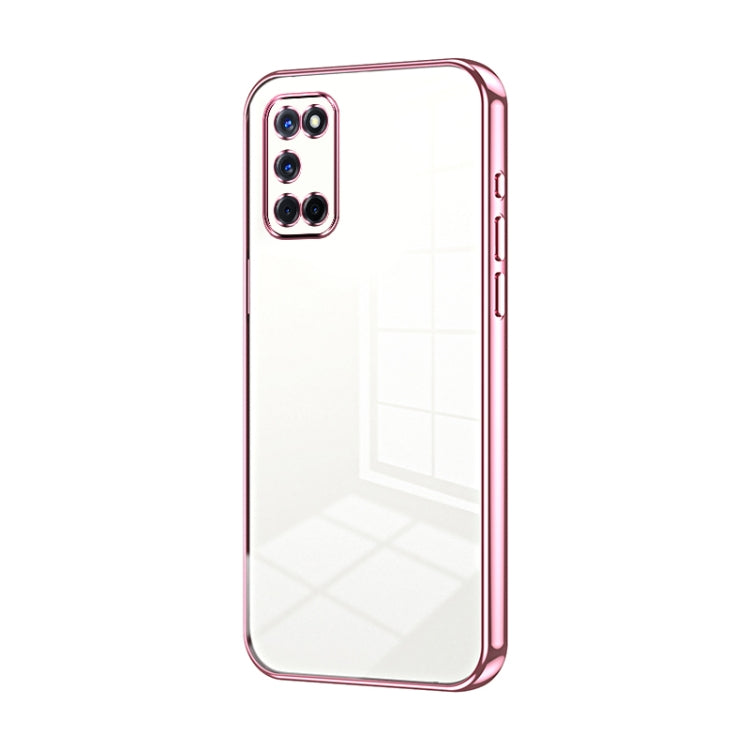 For OPPO A52 / A72 / A92 Transparent Plating Fine Hole Phone Case(Pink) by buy2fix