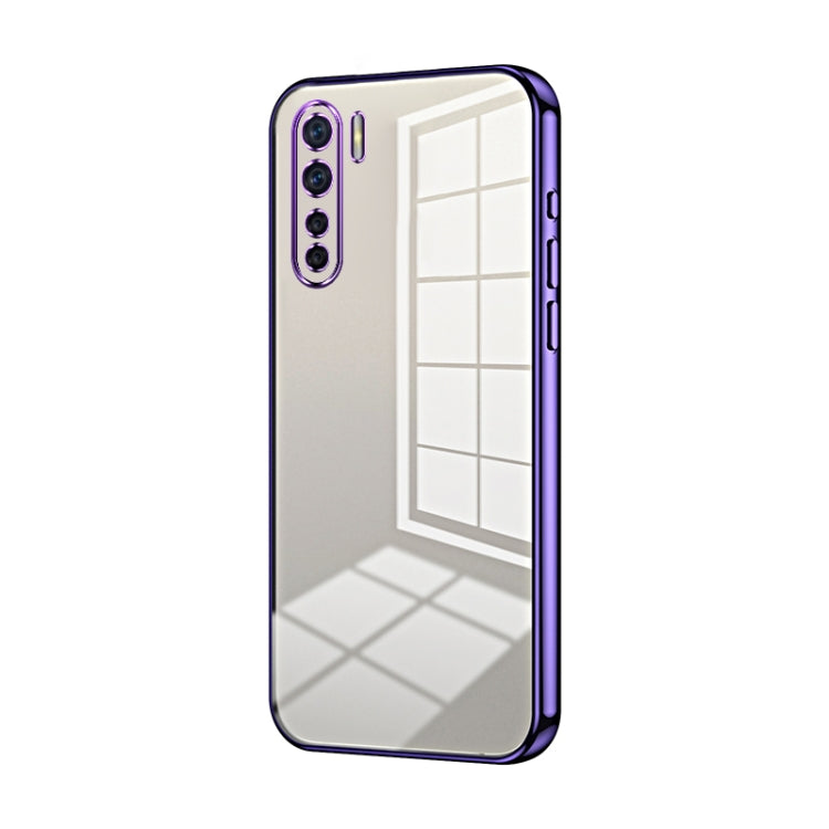 For OPPO Reno3 4G / F15 / A91 Transparent Plating Fine Hole Phone Case(Purple) by buy2fix
