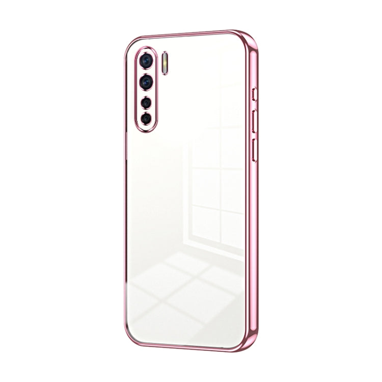 For OPPO Reno3 4G / F15 / A91 Transparent Plating Fine Hole Phone Case(Pink) by buy2fix
